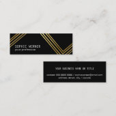 モダンフェイクストライプ金ゴールドオンエレガントブラック スキニー名刺 (正面/裏面)