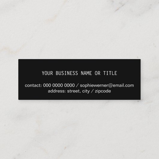 モダンフェイクストライプ金ゴールドオンエレガントブラック スキニー名刺 (裏面)