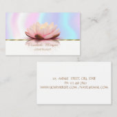 モダンフェイクストライプ金ゴールド,ロータス,ホログラフィック 名刺 (正面/裏面)