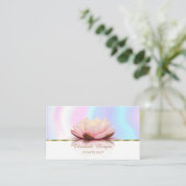 モダンフェイクストライプ金ゴールド,ロータス,ホログラフィック 名刺 (スタンド正面)