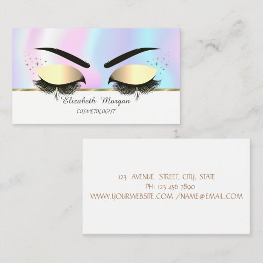 モダンフェイクストライプ金ゴールド 名刺 (正面/裏面)