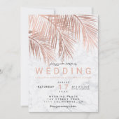 モダンフェイクバラ金ゴールドヤシ結婚の木 招待状 (正面)