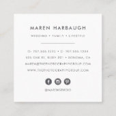 モダンフェイクバラ金ゴールド写真家ロゴ スクエア名刺 (裏面)