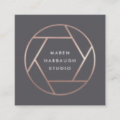 モダンフェイクバラ金ゴールド写真家ロゴ スクエア名刺 (正面)