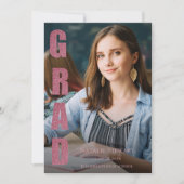 モダンフェイクバラ金ゴールド大学院写真卒業 招待状 (正面)