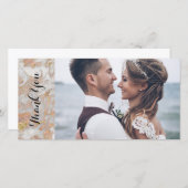 モダンフェイクバラ金ゴールド大理石結婚の感謝 サンキューカード (正面/裏面)