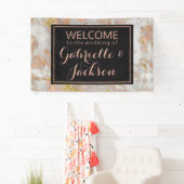 モダンフェイクバラ金ゴールド大理石結婚の歓迎 横断幕 (インサイチュ)