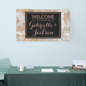 モダンフェイクバラ金ゴールド大理石結婚の歓迎 横断幕 (トレードショー)