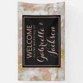 モダンフェイクバラ金ゴールド大理石結婚の歓迎 横断幕 (縦)