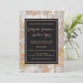 モダンフェイクバラ金ゴールド大理石結婚式招待状 招待状 (スタンド正面)