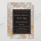 モダンフェイクバラ金ゴールド大理石結婚式招待状 招待状 (正面/裏面)