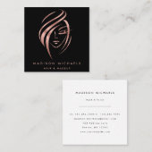 モダンフェイクバラ金ゴールド抽象芸術ヘアメイクアップ スクエア名刺 (正面/裏面)