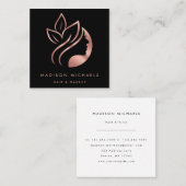 モダンフェイクバラ金ゴールド抽象芸術ヘアメイクアップ スクエア名刺 (正面/裏面)