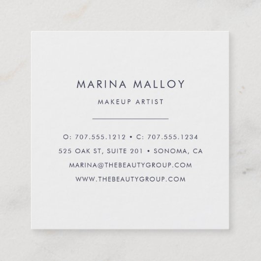 モダンフェイクバラ金ゴールド抽象芸術モノグラム スクエア名刺 (裏面)