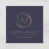 モダンフェイクバラ金ゴールド抽象芸術モノグラム スクエア名刺 (正面)