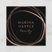 モダンフェイクバラ金ゴールド抽象芸術 スクエア名刺 (正面)