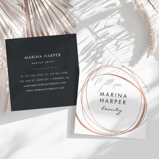 モダンフェイクバラ金ゴールド抽象芸術 スクエア名刺