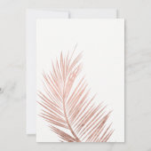 モダンフェイクバラ金ゴールド熱帯のヤシ結婚の木 招待状 (裏面)