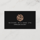 モダンフェイクバラ金ゴールド番号会計士ブラック 名刺 (正面)