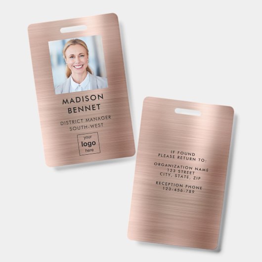 モダンフェイクバラ金ゴールド金企業の属写真 バッジ (正面＆裏面)