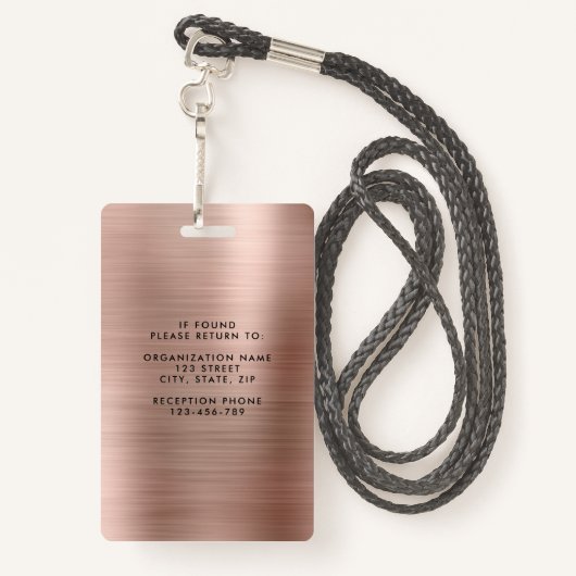 モダンフェイクバラ金ゴールド金企業の属写真 バッジ (裏面ランヤード)