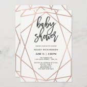 モダンフェイクバラ金ゴールド |赤ちゃんシャワー 招待状 (正面/裏面)