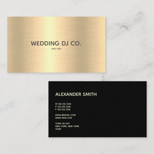 モダンフェイク結婚金ゴールドDJ会社 名刺 (正面/裏面)