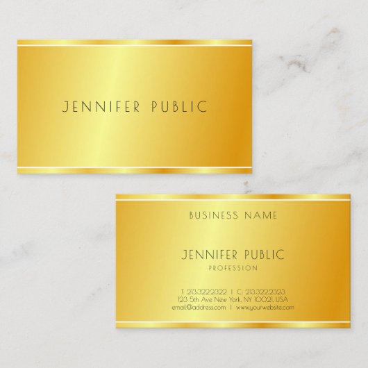 モダンフェイク金ゴールドエレガントプロフェッショナルテンプレート 名刺 (正面/裏面)