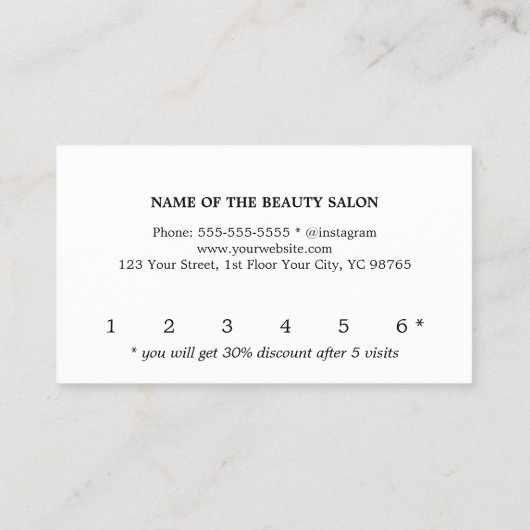 モダンフェイク金ゴールドストライプ美しいサロン ロイヤリティカード (裏面)