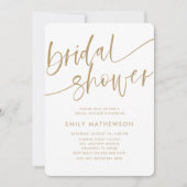 モダンフェイク金ゴールドタイポグラフィブライダルシャワー 招待状 (正面)