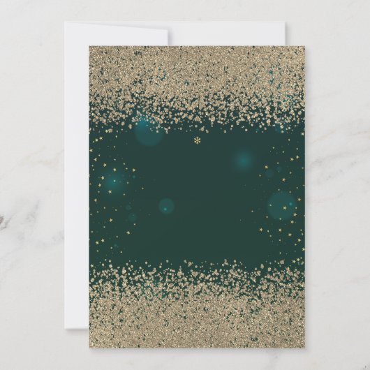 モダンフェイク金ゴールドダイアモンズグリーンキンセアニラ 招待状 (裏面)