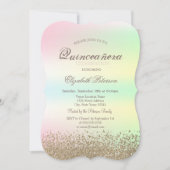 モダンフェイク金ゴールドダイアモンド虹色キンセアニラ 招待状 (正面)