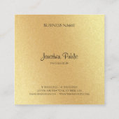 モダンフェイク金ゴールドハンドスクリプトエレガントプロフェッショナル スクエア名刺 (裏面)