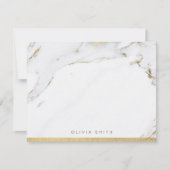 モダンフェイク金ゴールドパーソナライズされた大理石 サンキューカード (正面)