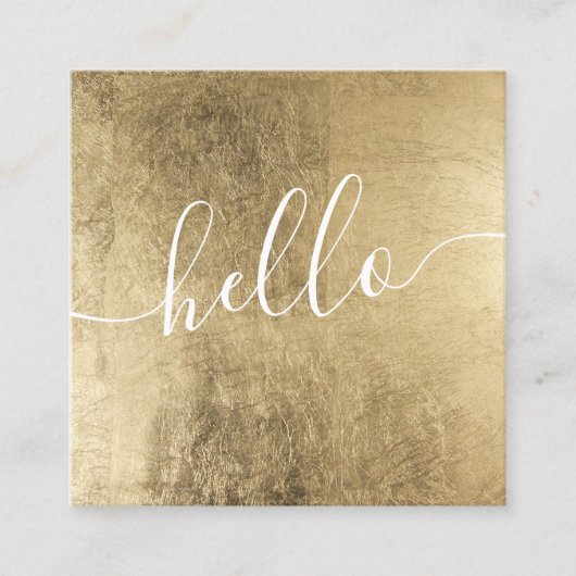 モダンフェイク金ゴールドフォイル美しいガーリーhello スクエア名刺 (正面)