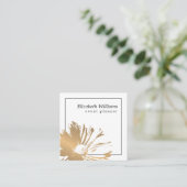 モダンフェイク金ゴールドフローラブラックラインイベントプランナー スクエア名刺 (スタンド正面)