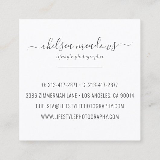 モダンフェイク金ゴールドフローラリース スクエア名刺 (裏面)