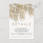 モダンフェイク金ゴールドヤシの木エレガントな結婚式詳細 エンクロージャーカード (正面)