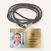 モダンフェイク金ゴールド企業の写真ID バッジ (正面ランヤード)