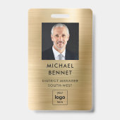 モダンフェイク金ゴールド企業のMetallic Photo IDバッジ バッジ (表面)