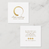 モダンフェイク金ゴールド円ジュエリーデザイナーロゴ スクエア名刺 (正面/裏面)