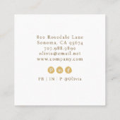 モダンフェイク金ゴールド円ジュエリーデザイナーロゴ スクエア名刺 (裏面)