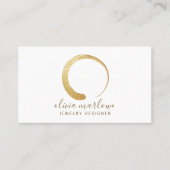 モダンフェイク金ゴールド円ロゴジュエリーデザイナ 名刺 (正面)