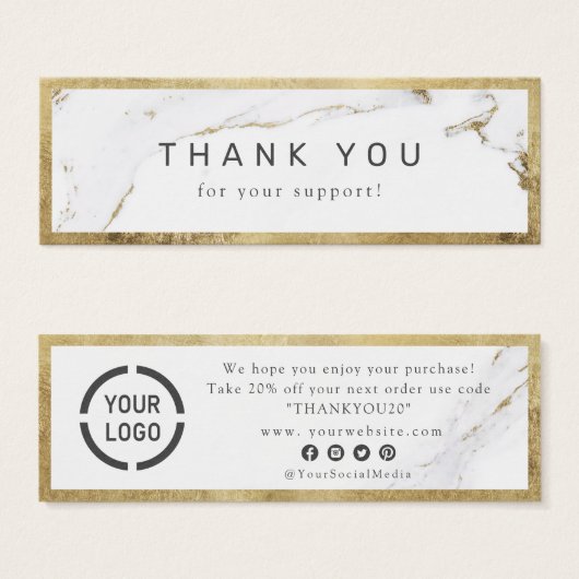 モダンフェイク金ゴールド大理石luxusビジネス感謝していユー (正面&裏面)