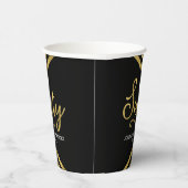 モダンフェイク金ゴールド山形ジオメトリック60誕生日 紙コップ (右)