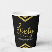 モダンフェイク金ゴールド山形ジオメトリック60誕生日 紙コップ (正面)