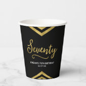 モダンフェイク金ゴールド山形ジオメトリック70誕生日 紙コップ (正面)