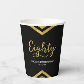 モダンフェイク金ゴールド山形ジオメトリック80誕生日 紙コップ (裏面)