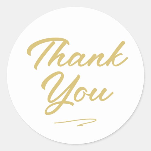 モダンフェイク金ゴールド手書きスクリプト ラウンドシール (正面)