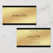 モダンフェイク金ゴールド手書文字クール書 名刺 (正面/裏面)